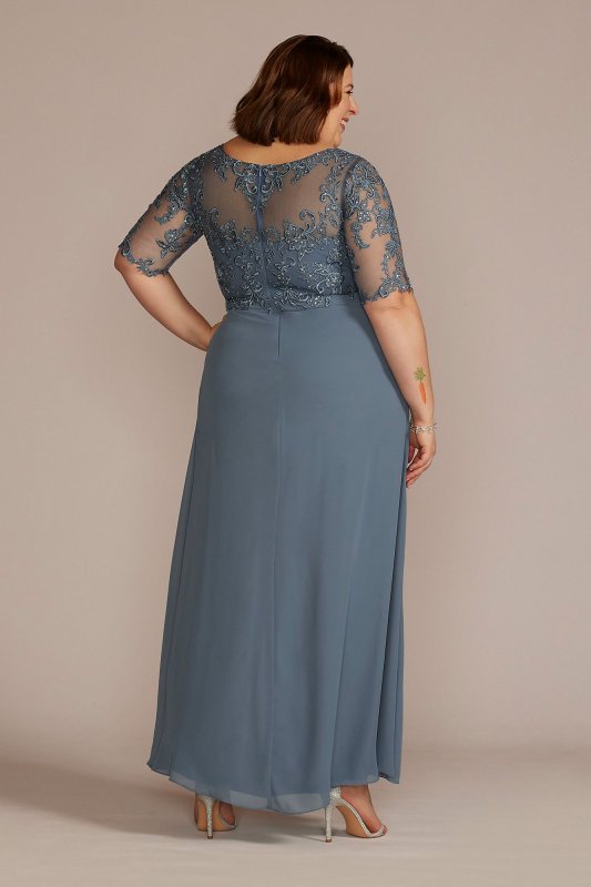 Plus Size Chiffon and Lace Empire Waist Gown Oleg Cassini WBM2813W