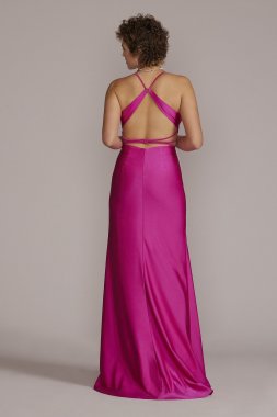 Double Strap Plunging Sheath Prom Gown Jules and Cleo WBM2899