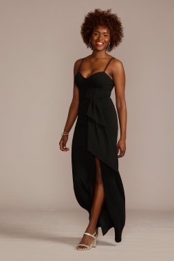 Crepe Corset Sheath Dress with Ruffle Slit DB Studio WBM3009V2