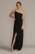 One-Shoulder Crepe Sheath with Cascade Ruffle DB Studio WBM3009V3