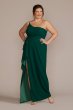 Plus Size One-Shoulder Crepe Sheath with Cascade DB Studio WBM3009V3W