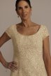 Short Sleeve Sequin Lace Sheath Gown Oleg Cassini WBM3124