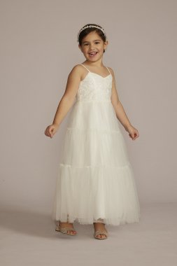 Lace and Tulle Spaghetti Strap Flower Girl Dress DB Studio WG1447