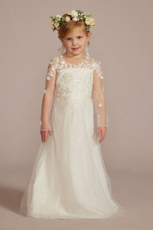 3D Floral Lace Applique Flower Girl Dress DB Studio WG1451