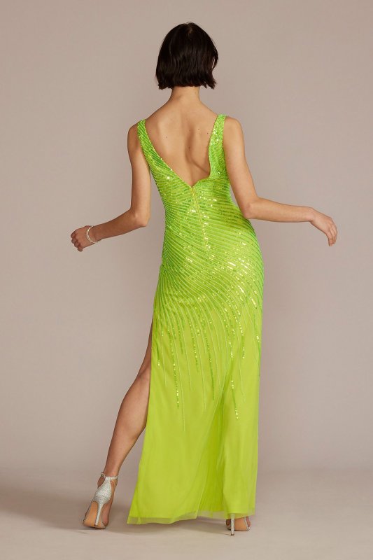 Cascading Sequin Tank Gown with Side Slit Jules and Cleo WGIN20248B