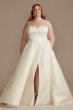 Plus Size Button Back Strapless Satin 9WG4017 Wedding Dress with Slit