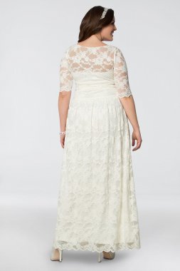 Plus Size Lace Illusion Wedding Gown Kiyonna 14130904DB