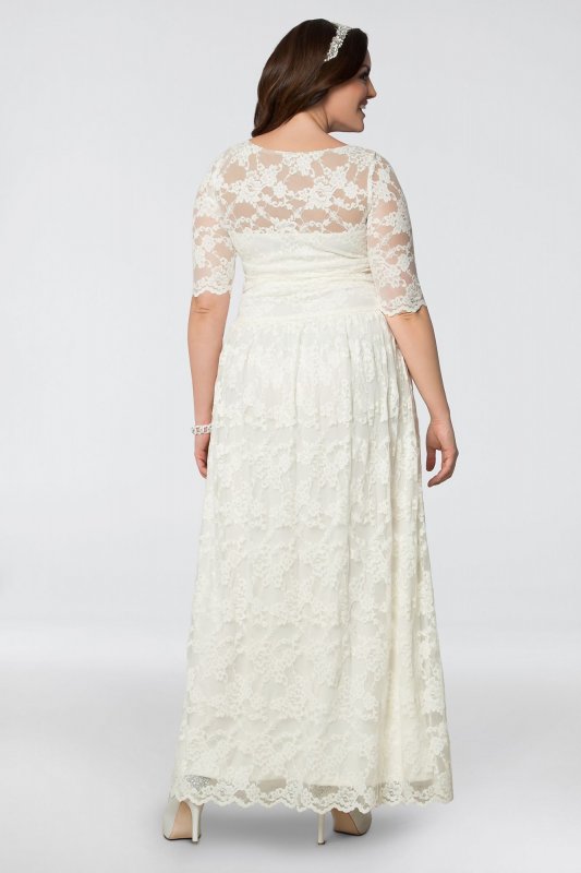 Plus Size Lace Illusion Wedding Gown Kiyonna 14130904DB