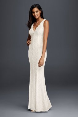 Allover Lace V-Neck Sheath Wedding Dress DB Studio 183626DB