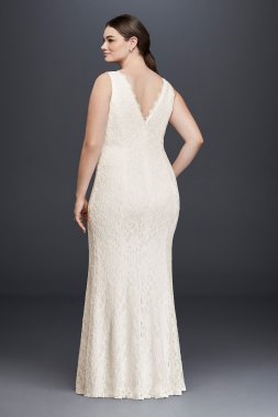 Allover Lace V-Neck Plus Size Sheath Wedding Dress DB Studio 183626DBW