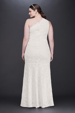 Scalloped One-Shoulder Lace Plus Size Gown DB Studio 183668DBW