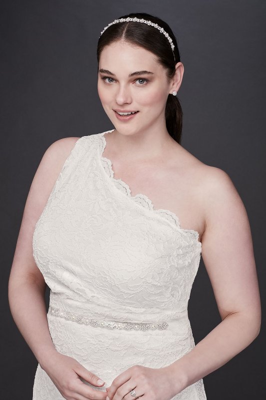 Scalloped One-Shoulder Lace Plus Size Gown DB Studio 183668DBW