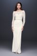 Off-the-Shoulder Long Sleeve Lace Draped Gown DB Studio 184213DB