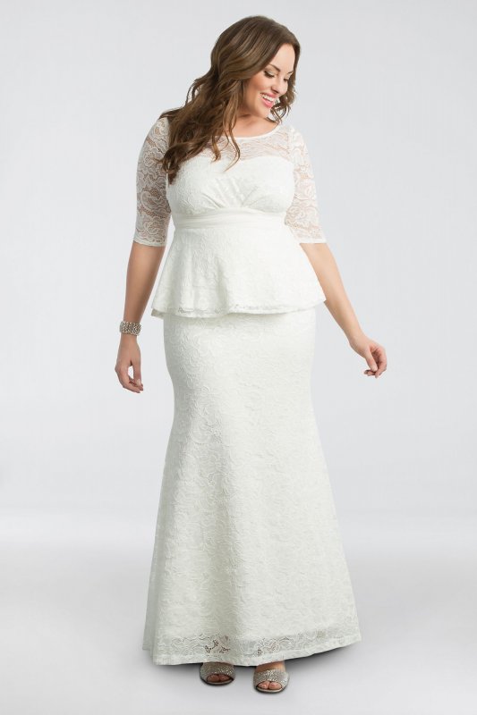 Poised Peplum Plus Size Wedding Gown Kiyonna 19150908