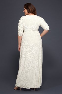 Petite Split Front Wedding Dress with Cap Sleeves David's Bridal Collection 7NTV9010