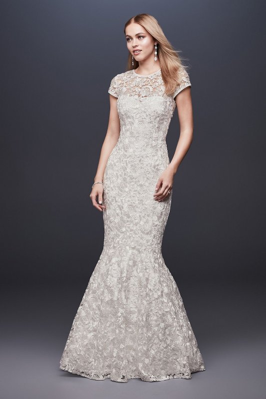 High-Neck Metallic Lace Mermaid Wedding Dress DB Studio 261032