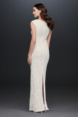 Beaded Plunging-V Illusion Petite Wedding Dress Galina Signature 7SWG837