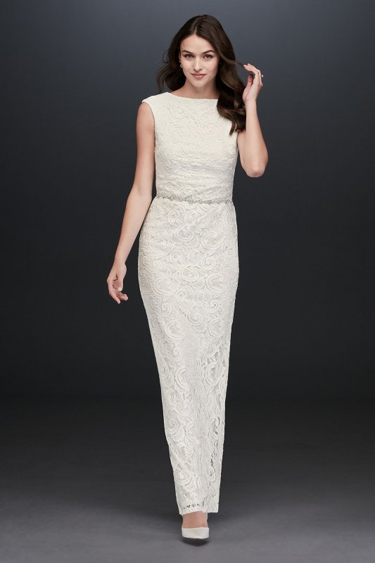 Lace Sheath Dress with Back Slit Marina 263599D