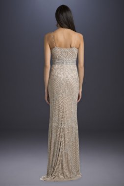 Beaded Sheath Wedding Dress with Spaghetti Straps Lara 29904