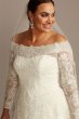 Off-The-Shoulder Plus Size Beaded Wedding Dress Oleg Cassini 4XL8CWG765