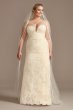 Lace Removable Bow Train Tall Plus Wedding Dress Oleg Cassini 4XL8CWG880