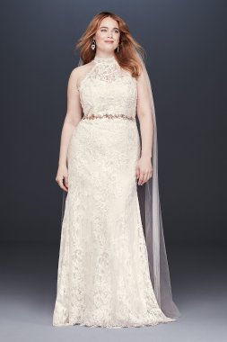 High-Neck Lace Halter Plus Size Wedding Dress Melissa Sweet 4XL8MS251192