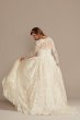 Long Sleeve Beaded Lace Tall Plus Wedding Dress Oleg Cassini 4XL8SLCWG780