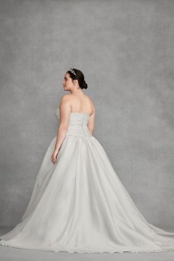 Pleated A-Line Plus Size Wedding Dress with Slit DB Studio 9WG4029