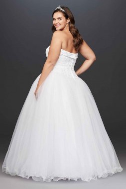 Beaded Satin and Tulle Plus Size Wedding Dress David's Bridal Collection 4XL9NT8017