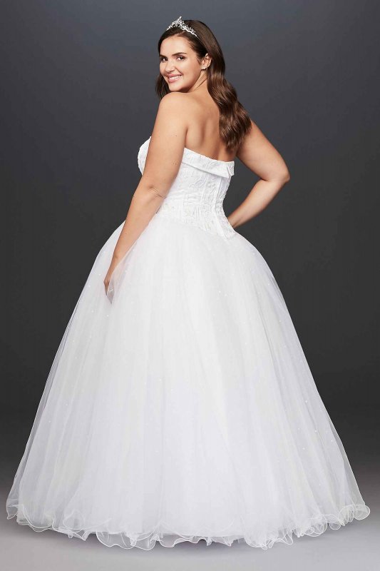 Beaded Satin and Tulle Plus Size Wedding Dress David's Bridal Collection 4XL9NT8017