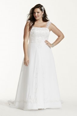 Satin Wedding Dress with Detachable Cap Sleeves David's Bridal Collection 4XL9NTV9010