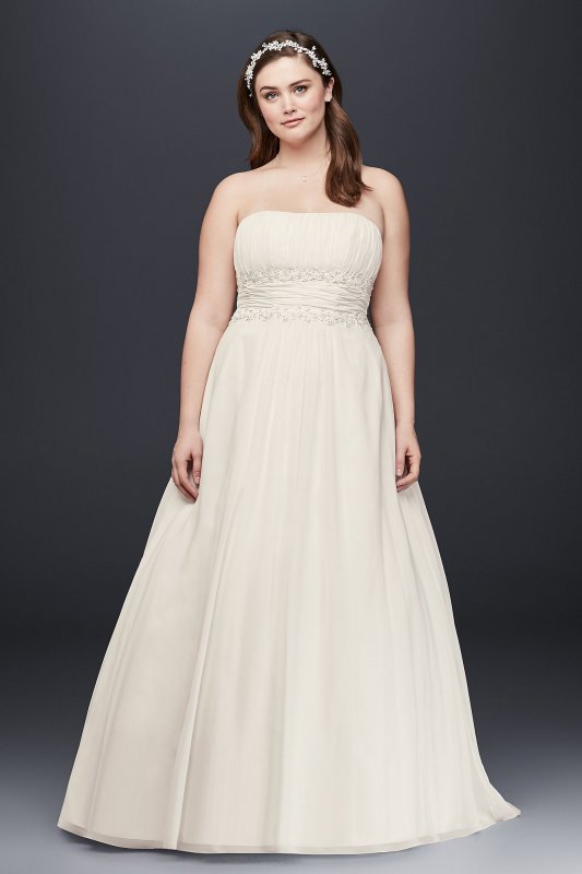 Chiffon Beaded Empire Plus Size Wedding Dress David's Bridal Collection 4XL9NTV9743