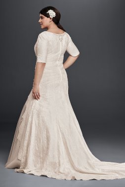 Lace Plus Size Wedding Dress with Elbow Sleeves David's Bridal Collection 4XL9SLYP3344