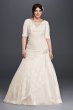 Lace Plus Size Wedding Dress with Elbow Sleeves David's Bridal Collection 4XL9SLYP3344