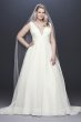 Sequin Tulle Plunging Plus Size Wedding Dress Galina Signature 4XL9SV821