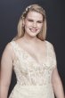 Illusion Plunging Bodice Plus Size Wedding Dress Galina Signature 4XL9SWG772