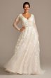 Plunging Illusion Sleeve Ball Gown Wedding Dress Galina Signature 4XL9SWG820