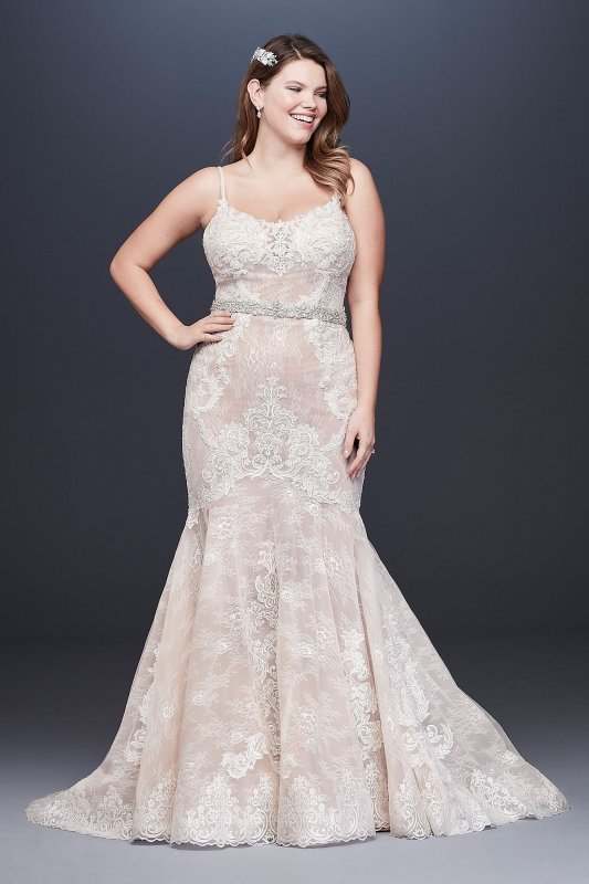 Lace Plus Size Wedding Dress with Moonstone Detail Galina Signature 4XL9SWG824