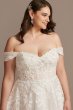 Floral Tall Plus Wedding Dress with Swag Sleeves Galina Signature 4XL9SWG834