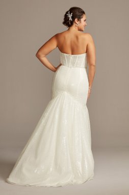 Floral Applique Open Back Tulle Wedding Dress Galina Signature SWG841