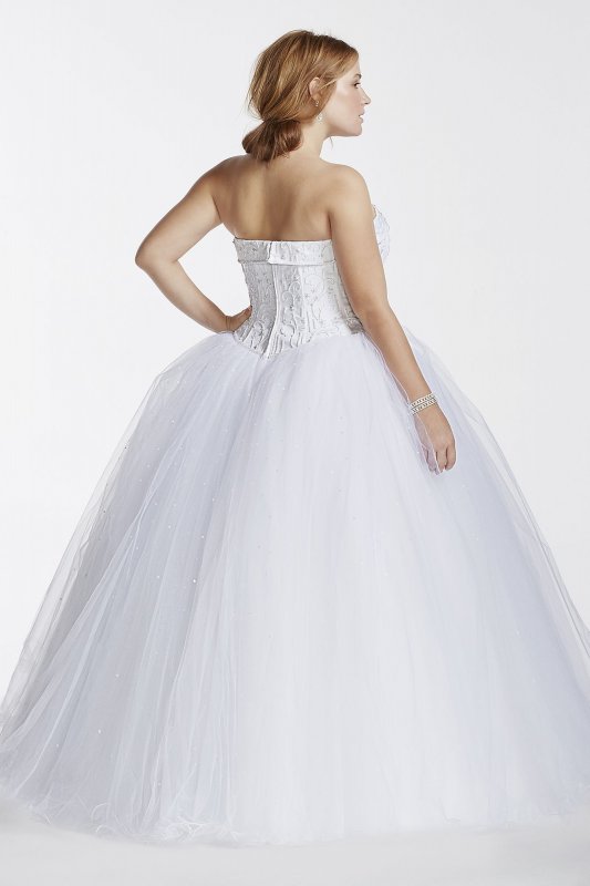 Tulle Tall Plus Wedding Dress with Beaded Satin David's Bridal Collection 4XL9T8017