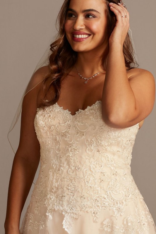 Strapless Beaded Plus Size Wedding Dress Jewel 4XL9V3836