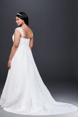 Extra Length A-line with Chiffon Split Overlay David's Bridal Collection 4XL9V9010