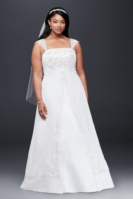 Extra Length A-line with Chiffon Split Overlay David's Bridal Collection 4XL9V9010