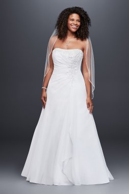 Chiffon Plus Size Wedding Dress with Beaded Bodice David's Bridal Collection 4XL9V9409