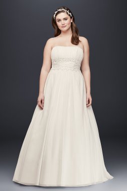 Chiffon Beaded Empire Plus Size Wedding Dress David's Bridal Collection 4XL9V9743