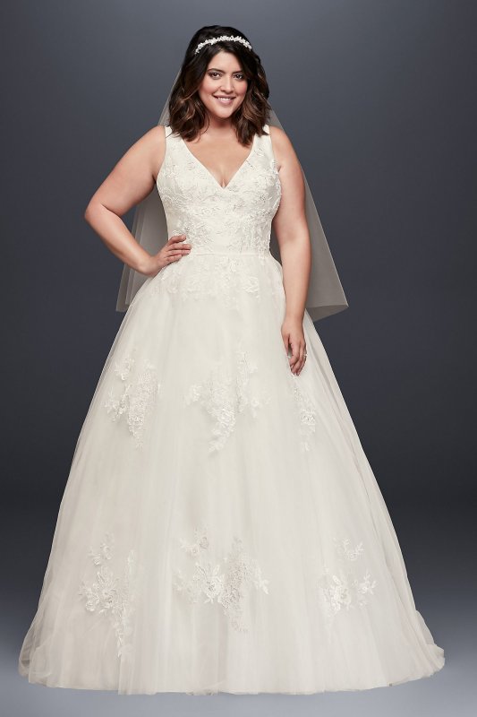 Tulle and Mikado Plus Size Ball Gown Wedding Dress David's Bridal Collection 4XL9WG3877