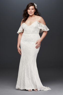 Cold Shoulder Ruffled Sleeve Wedding Dress Galina 4XL9WG3954