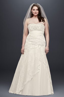 Lace Strapless Plus Size A Line Wedding Dress David's Bridal Collection 4XL9YP3344