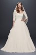 Oleg Cassini Organza Wedding Dress with 3/4 Sleeve Oleg Cassini 4XLCWG731